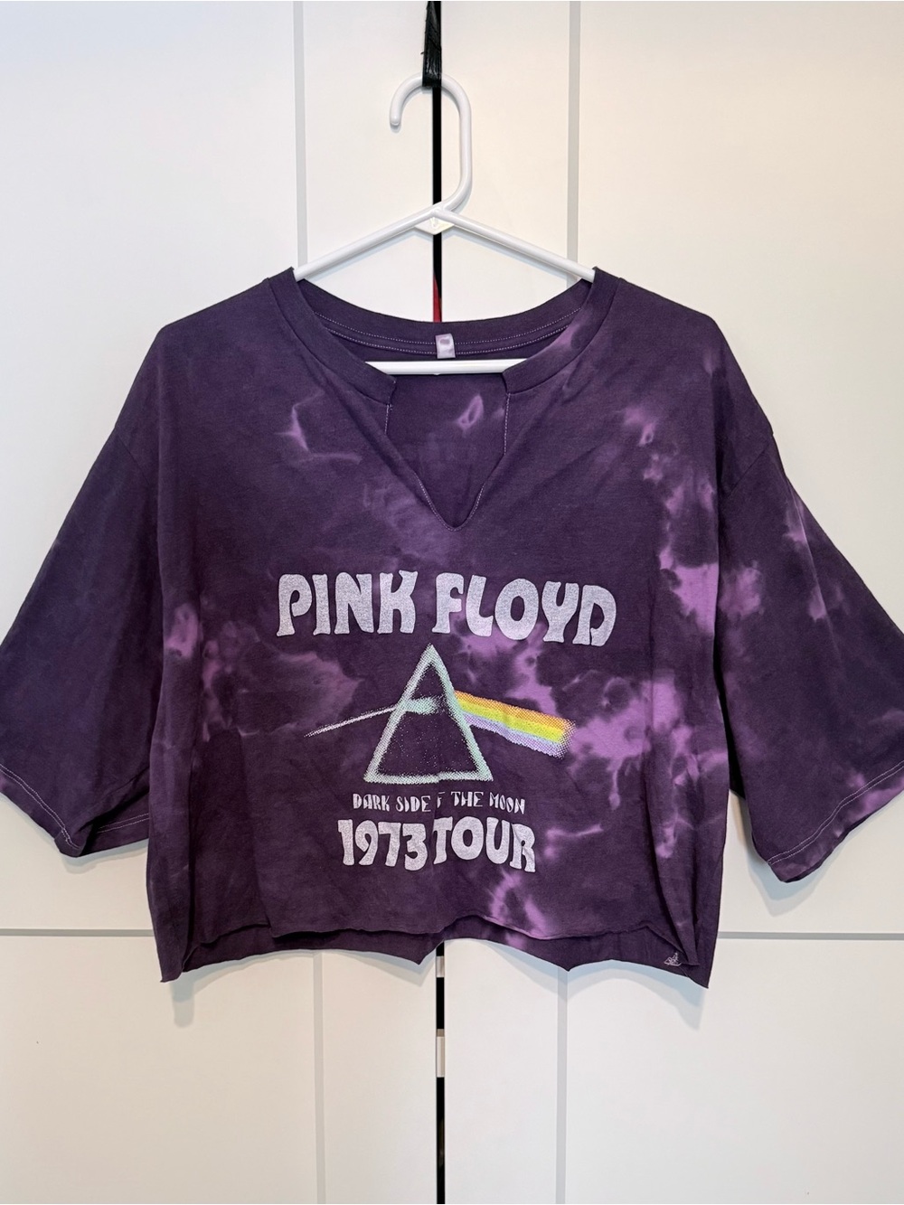 Pink Floyd Tie-Dye Crop Graphic Tee - Purple